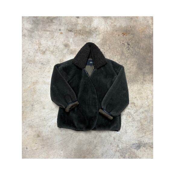 7 For All Mankind Faux Fur Teddy Coat – Sherpa Collar Plush Jacket – Women’s S - Picture 1 of 12